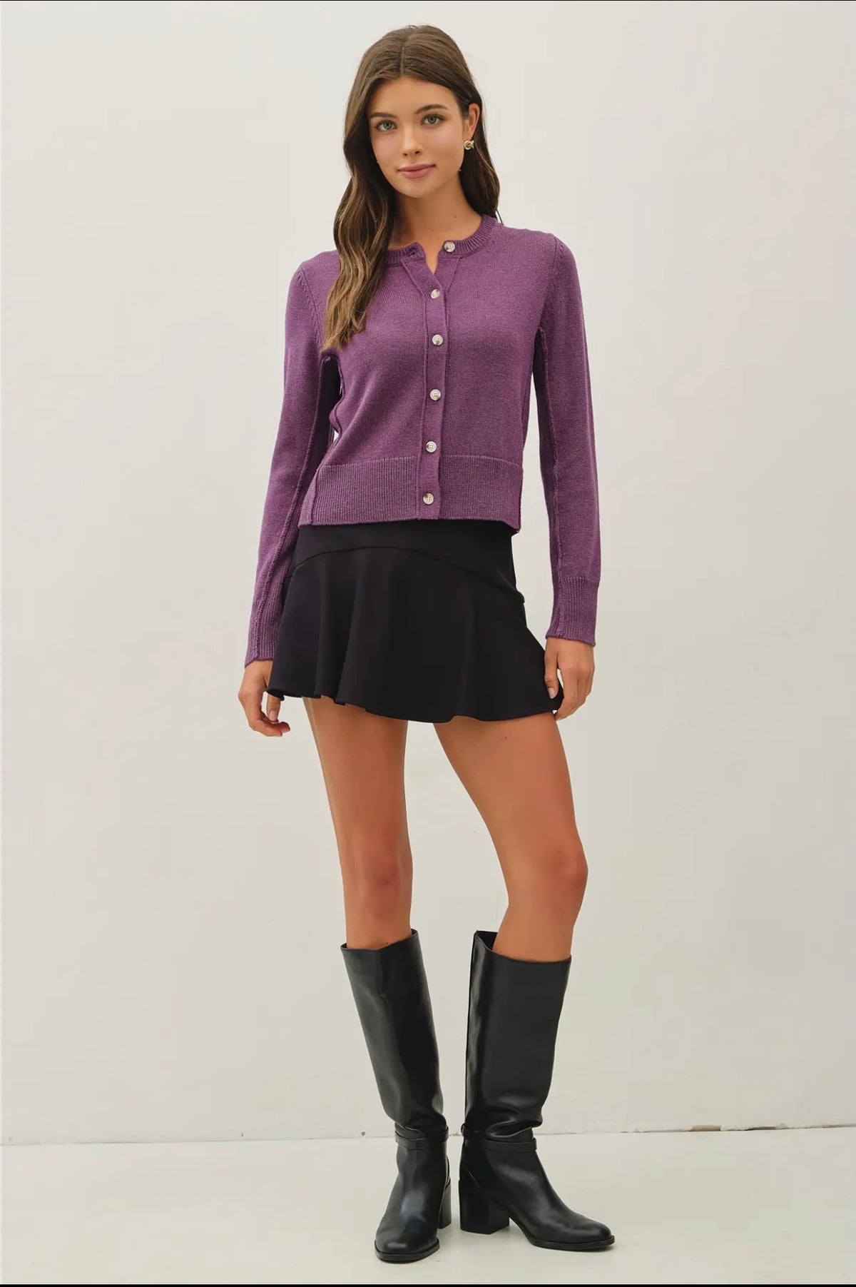 Wool Blend Classic Cut Button Up Cardigan