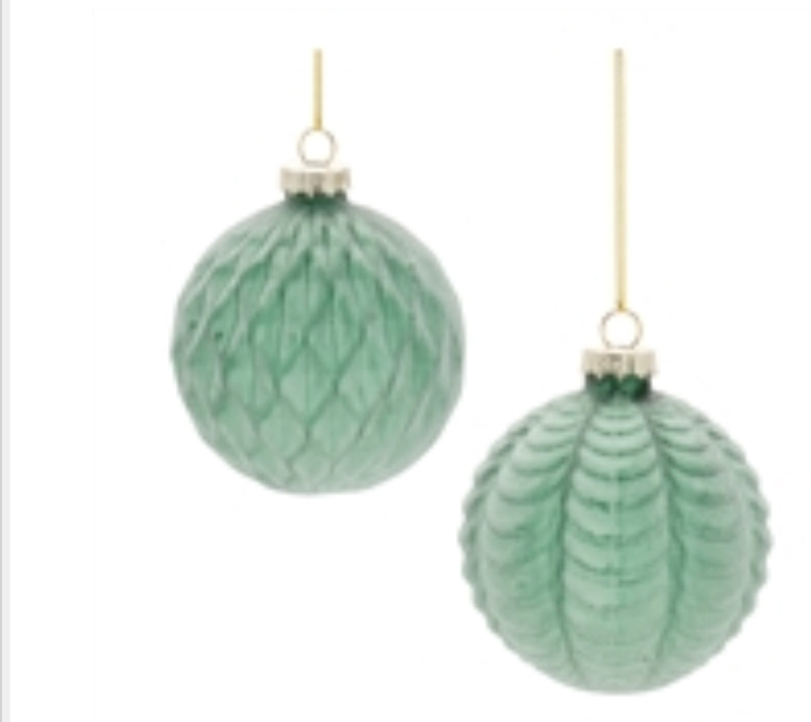 3" Lt Green Glass Ball Ornament