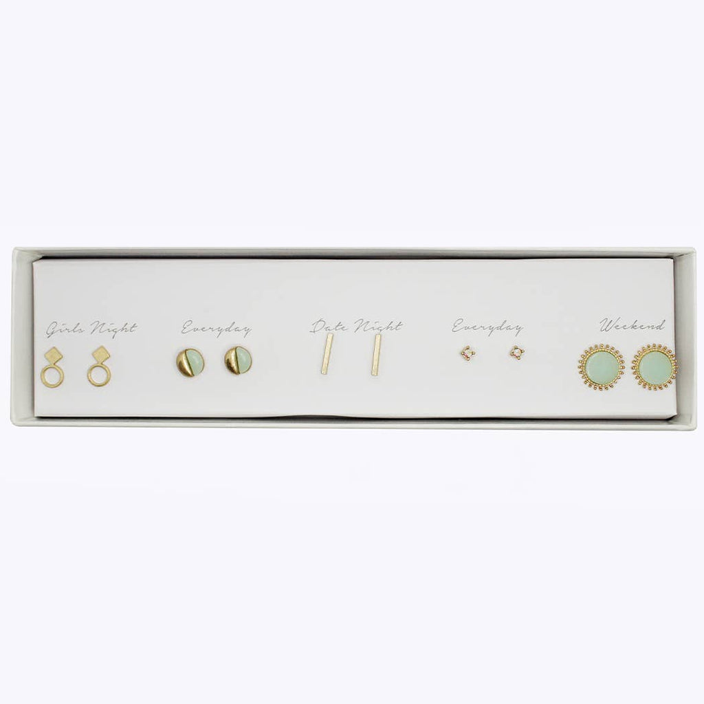 5 Pairs Multipack Stud Earrings Set with Gift Box