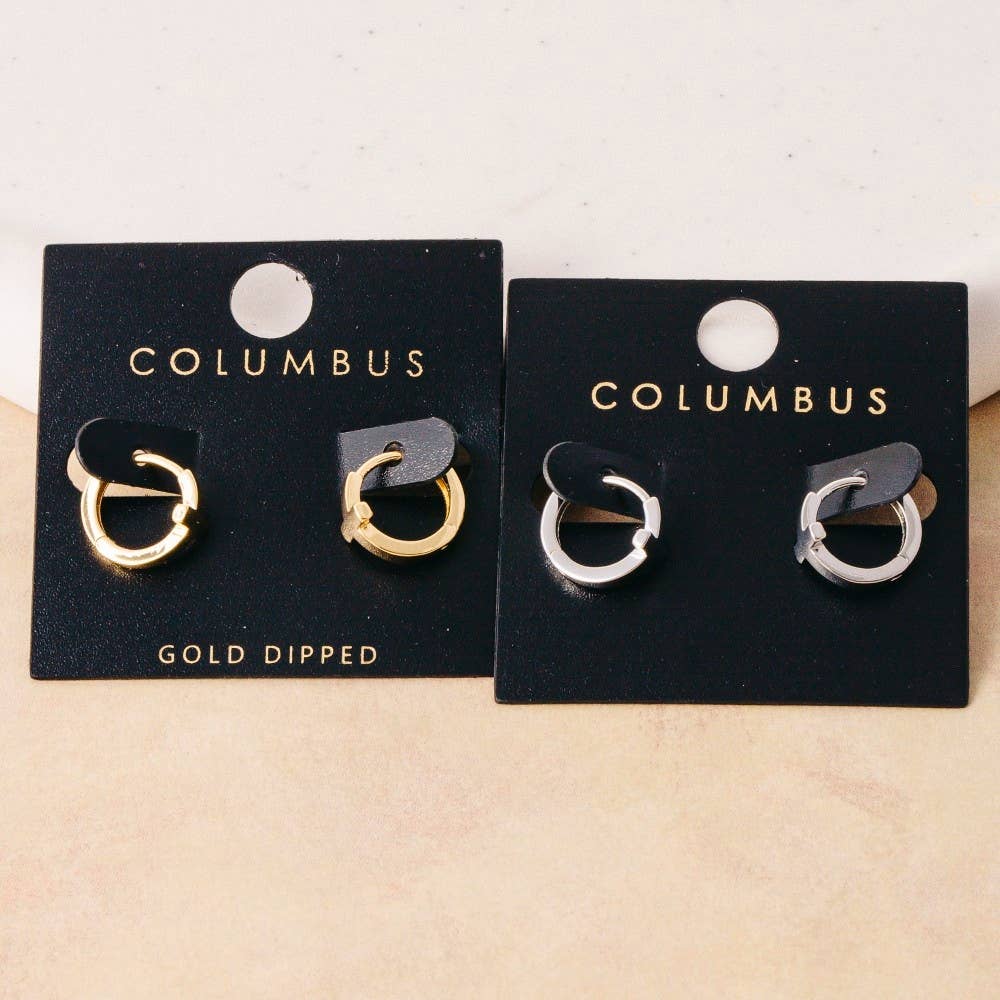 Gold Dipped Minimalist Cross Huggie Hoop Earrings