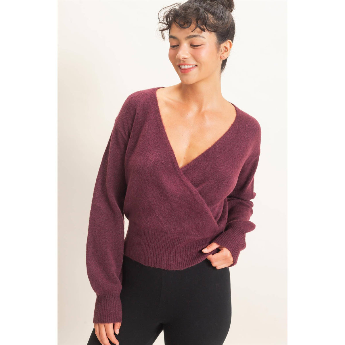 Wrap V Neck Sweater