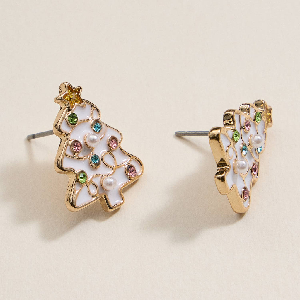 Christmas Tree Enamel Stud Earrings