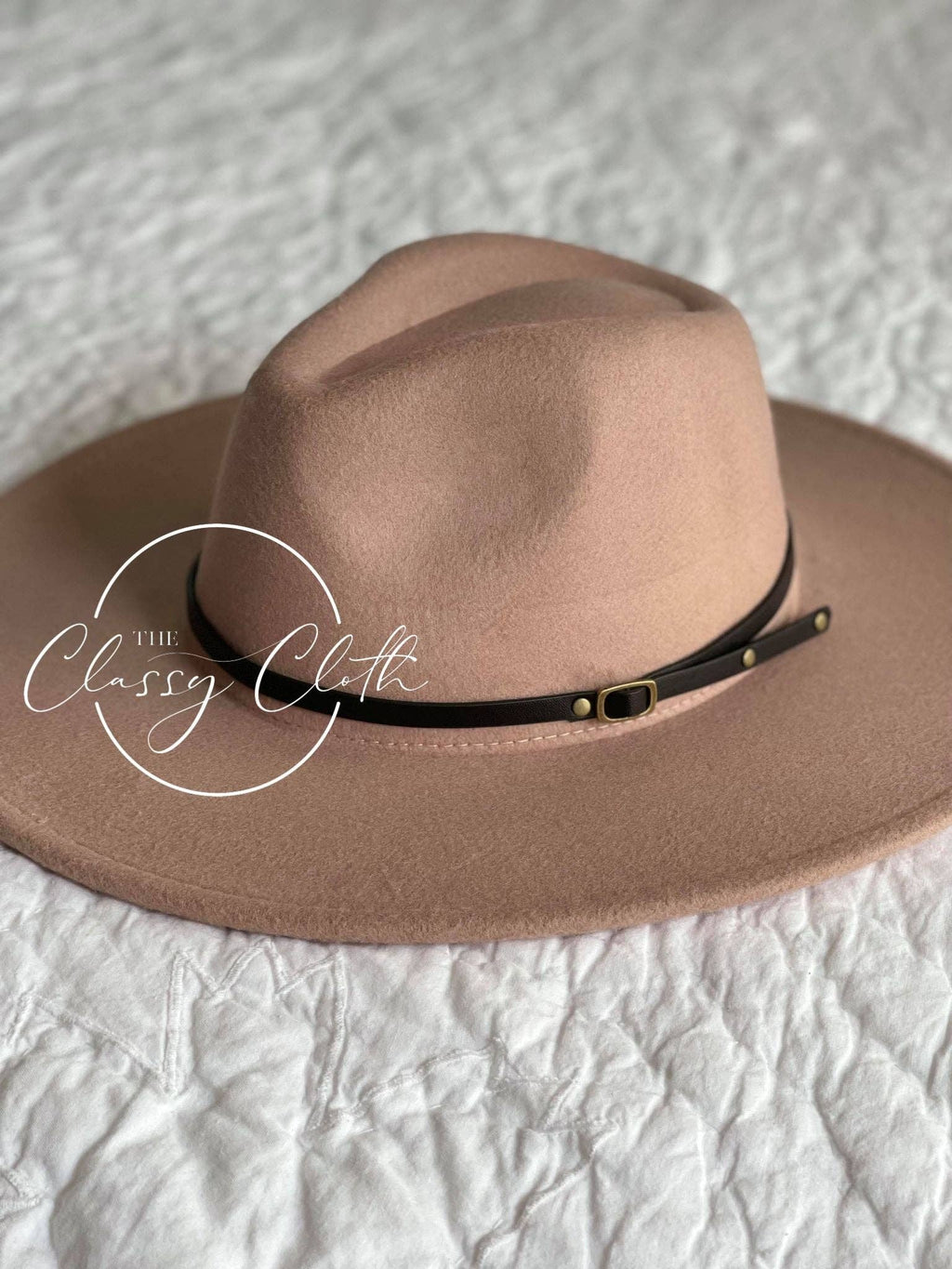 Wide Brim Hat w/ Belt - Cappuccino