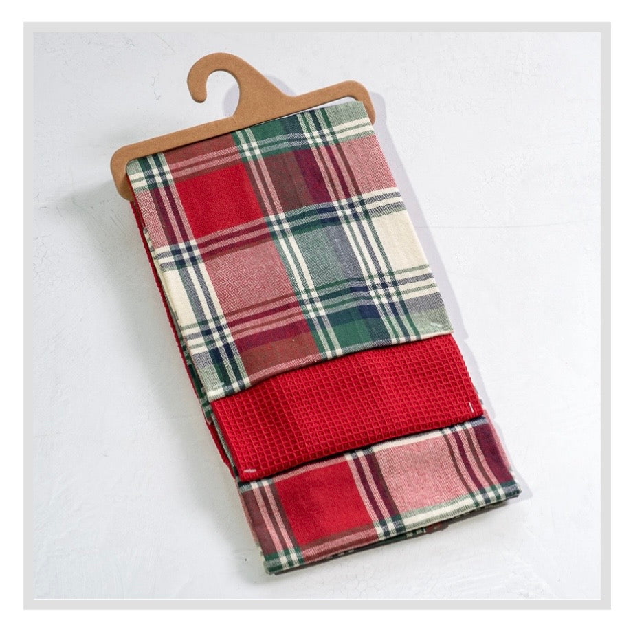 3 pc Plaid Towel Set