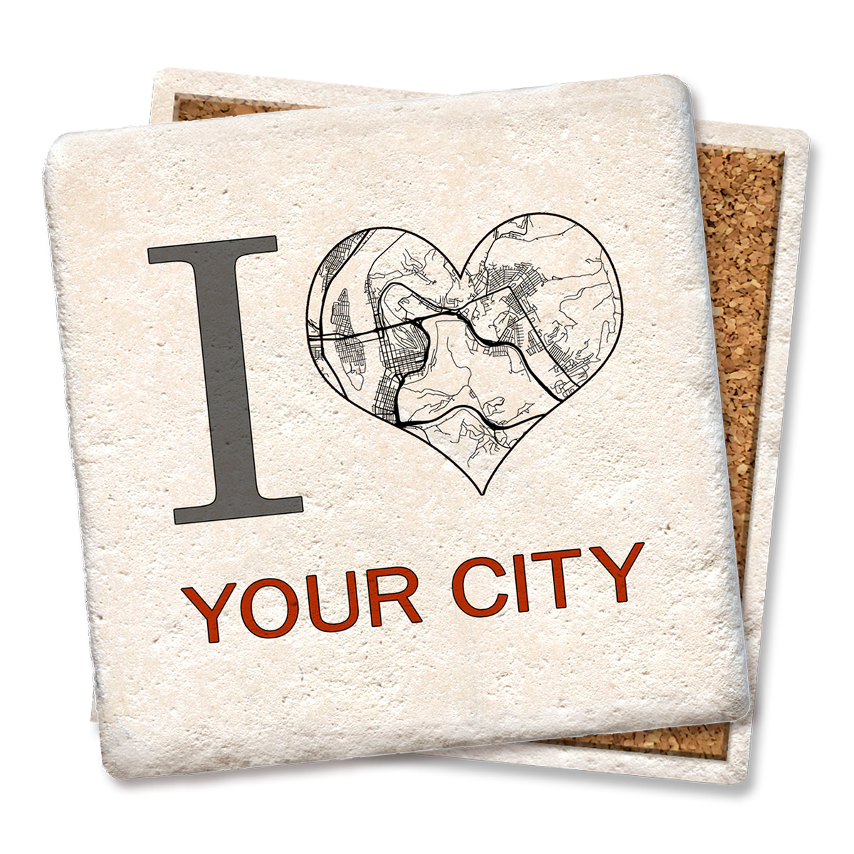 Custom I Heart City Map Coaster