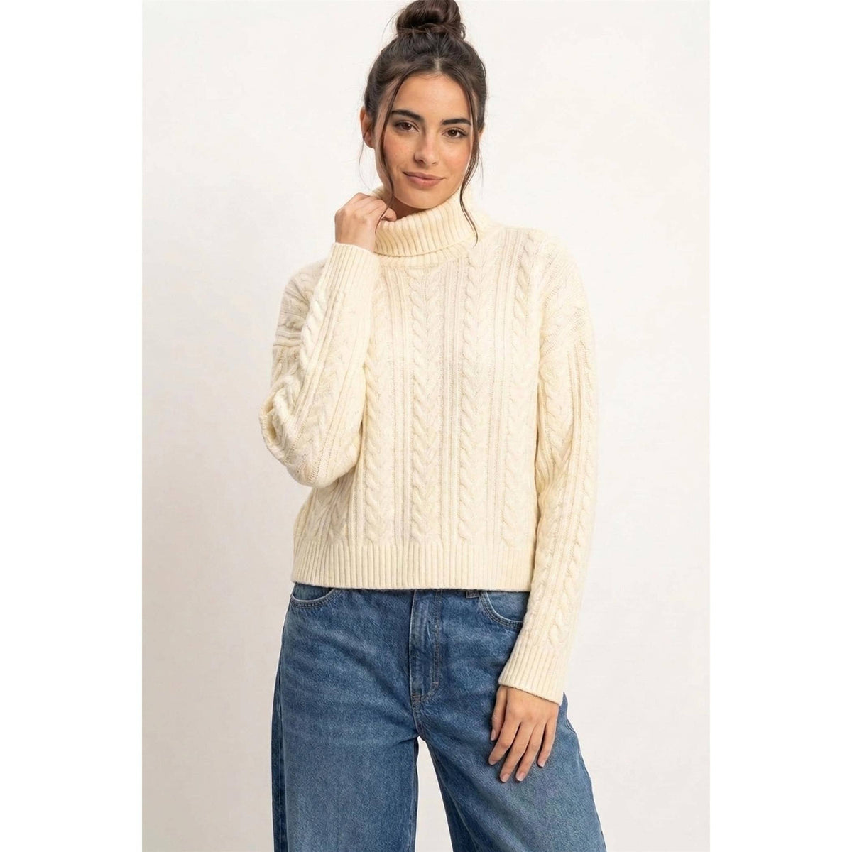 Cable Knit Turtleneck Sweater