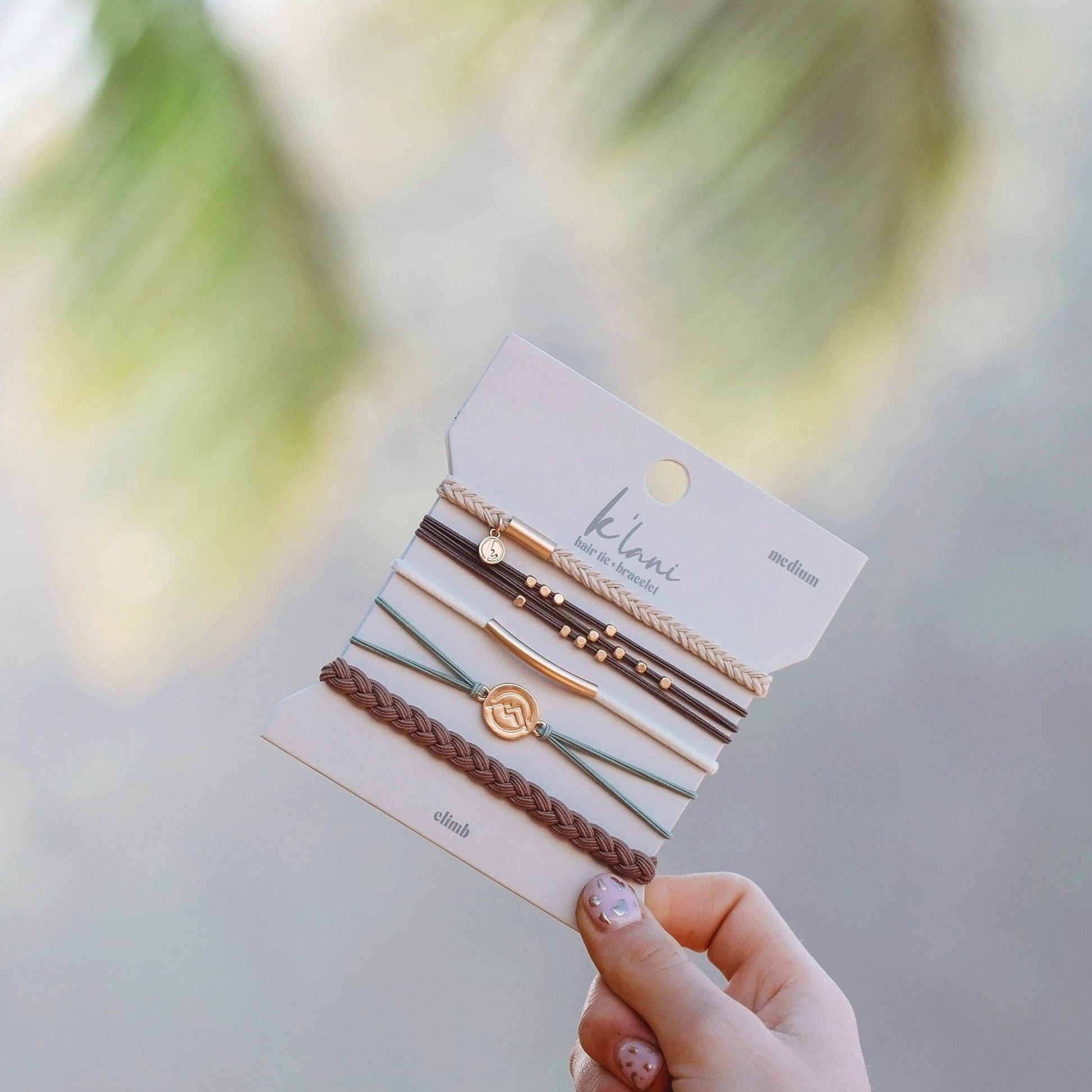 "Climb" Gold Mountain Peak Charm Hair Tie Bracelets