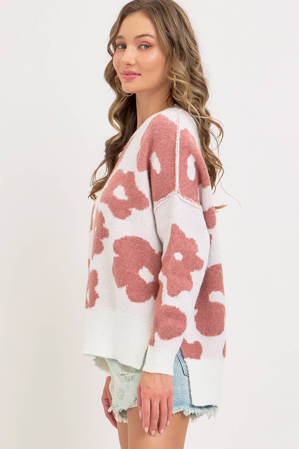 FLORAL LOOSE FIT SWEATER