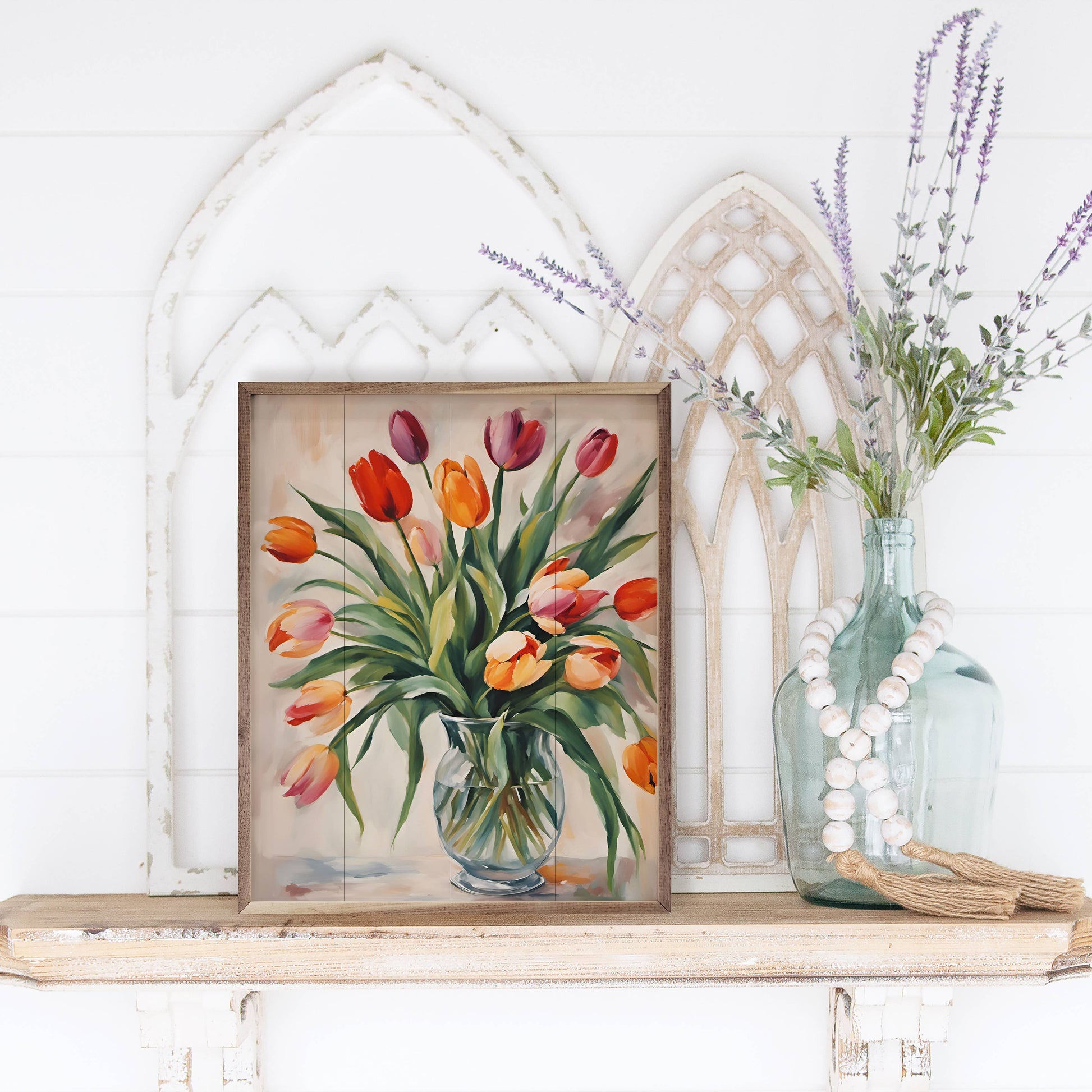 Tulips In Clear Vase Wooden Sign 8x10