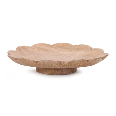 Scalloped Wood pedestal bowl