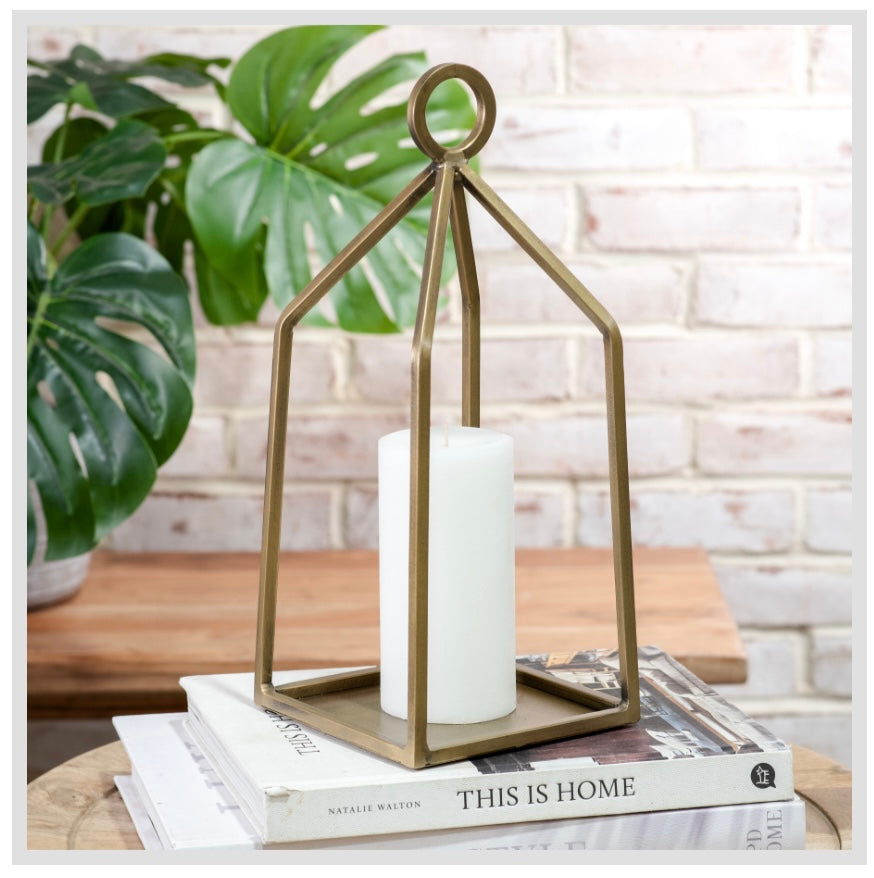 SINGLE MODERN BRASS CAGE LANTERN