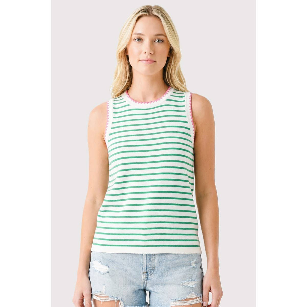 COLOR STITCHED STRIPE TANK SWEATER