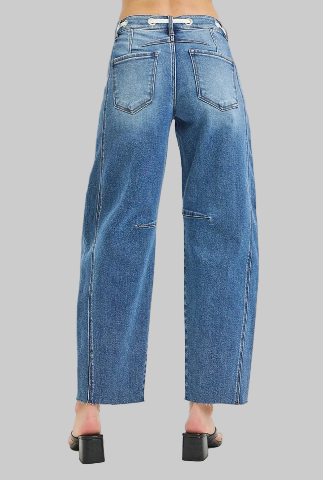 Risen Slouchy Ankle Barrel Jean with Drawstring Waist