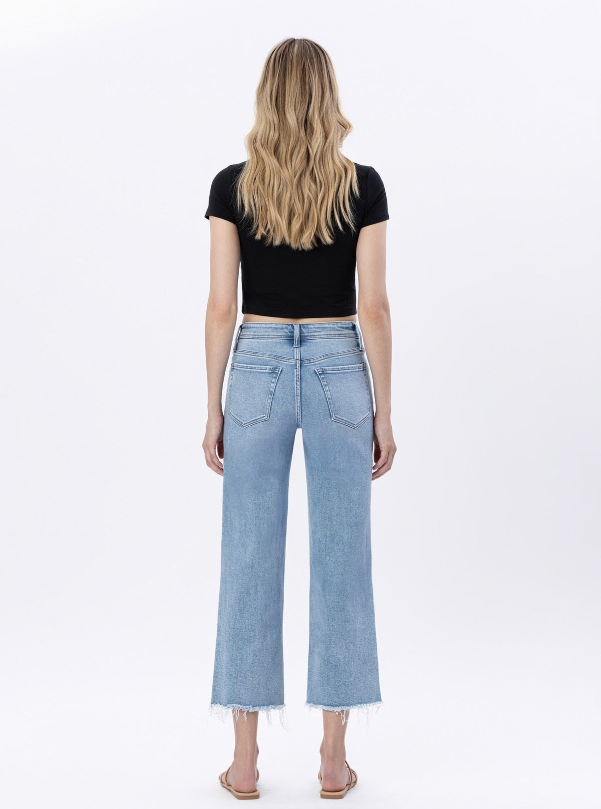 Vervet High Rise Crop Slim Wide Leg Jeans