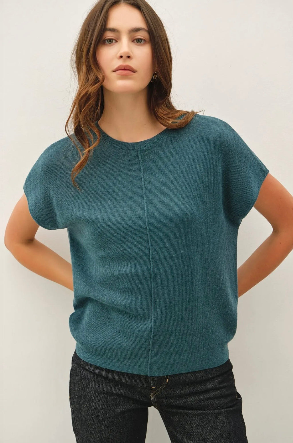Curvy Ultrasoft Cap Sleeve Short Sleeve Sweater