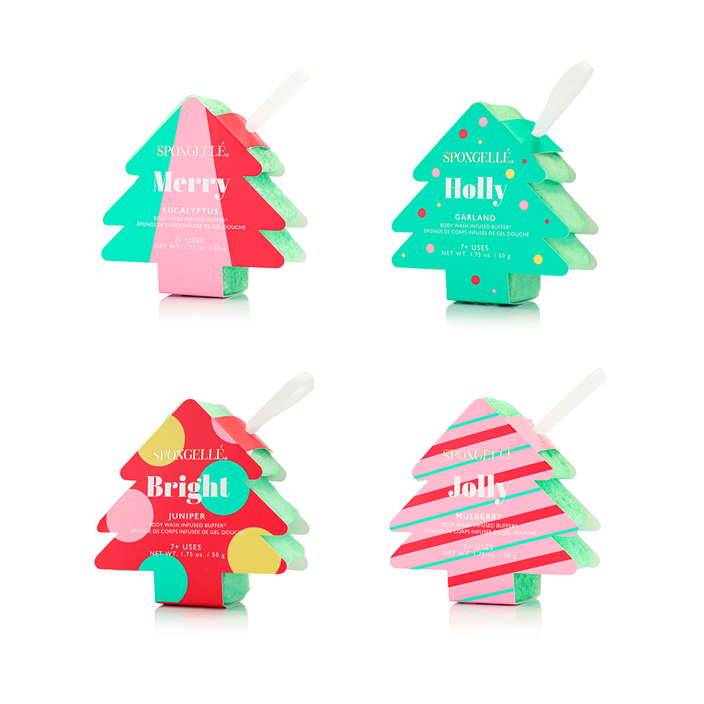 Spongelle Holiday Tree Buffer Assorted Pack - Christmas Gifts Gift Set