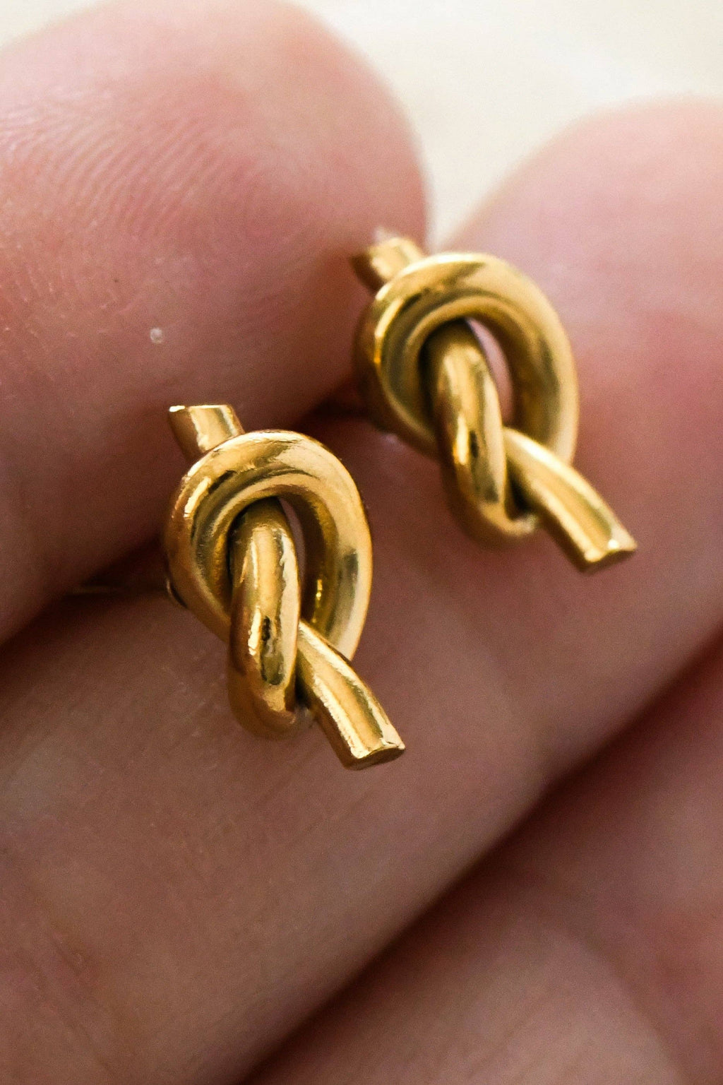 18K Gold Plated Waterproof Stainless Steel Knot Stud Earrings