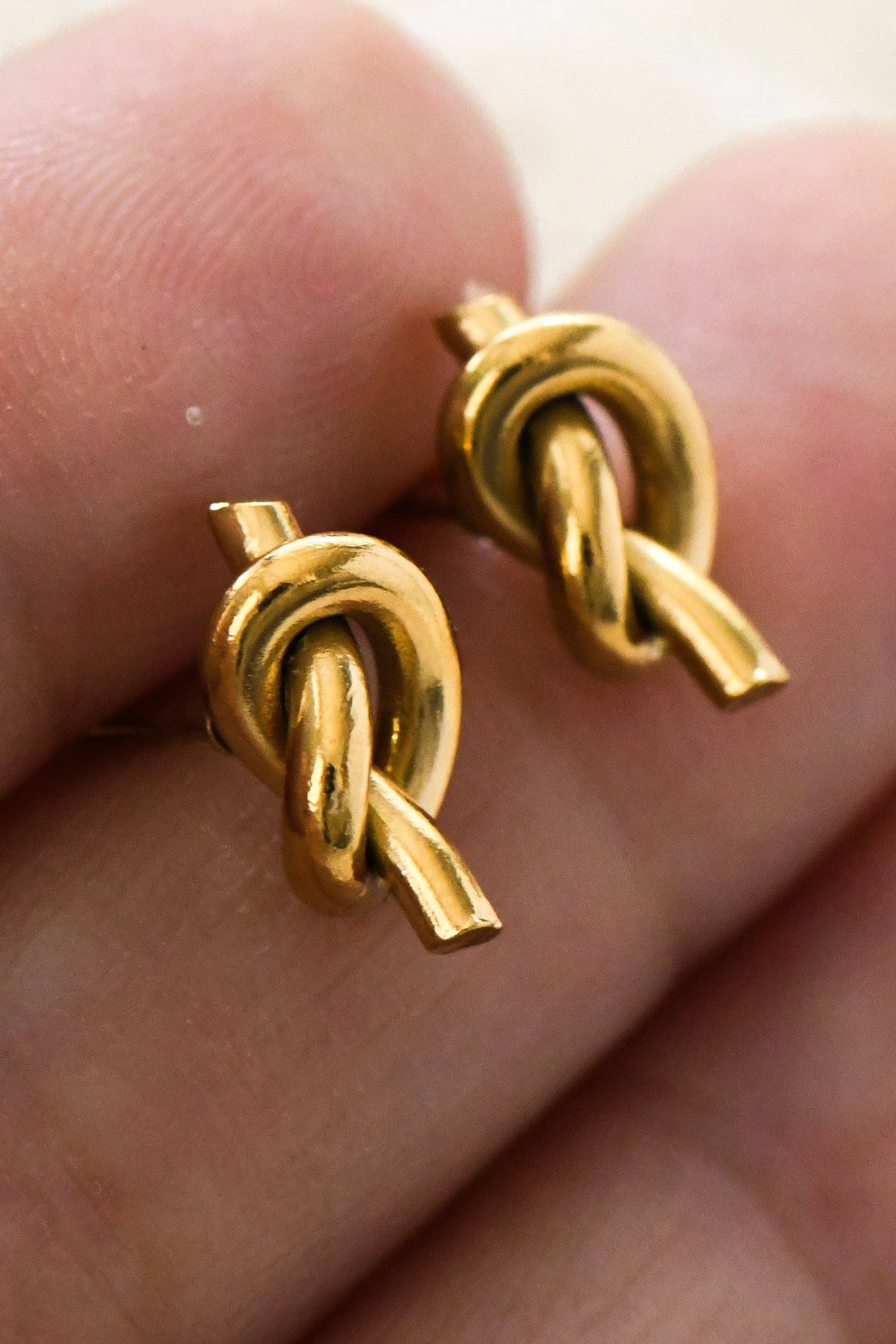 18K Gold Plated Waterproof Stainless Steel Knot Stud Earrings