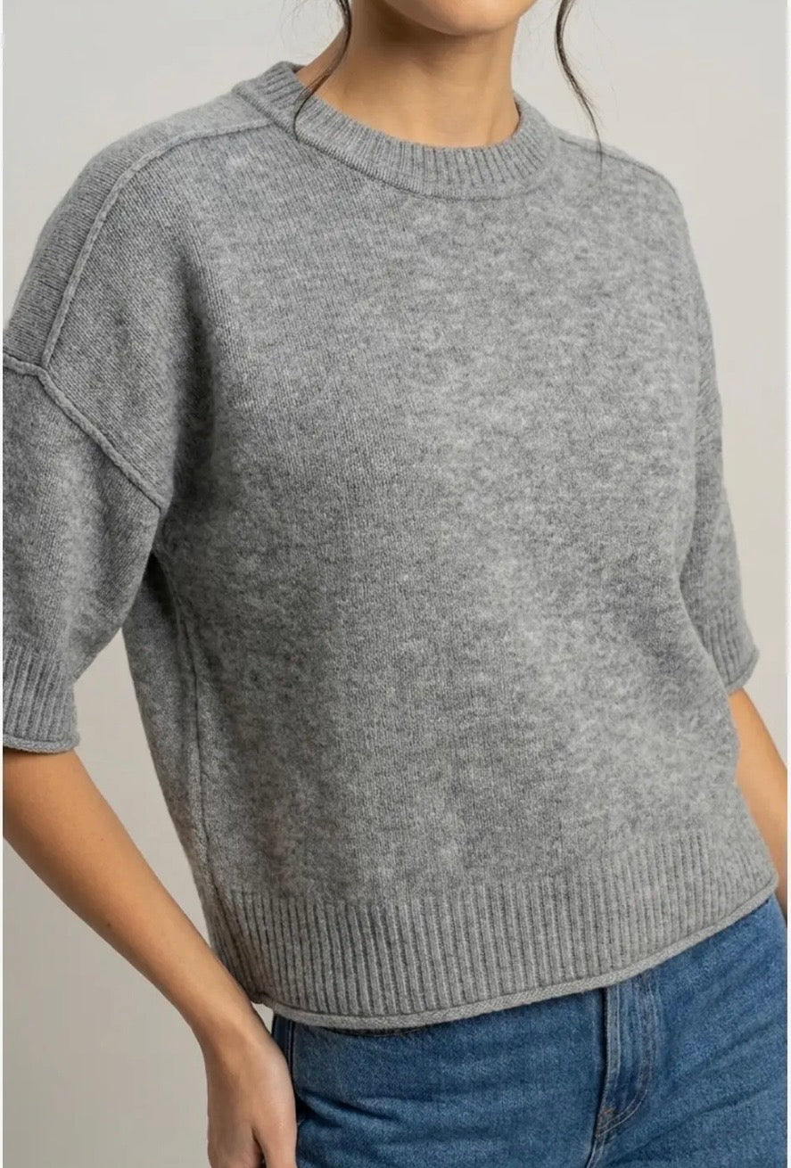 Seam Detail Short Sleeve Sweater