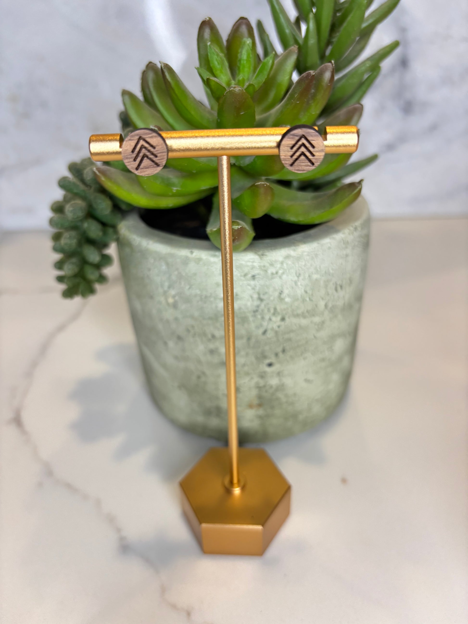 Wood Arrow Print Studs