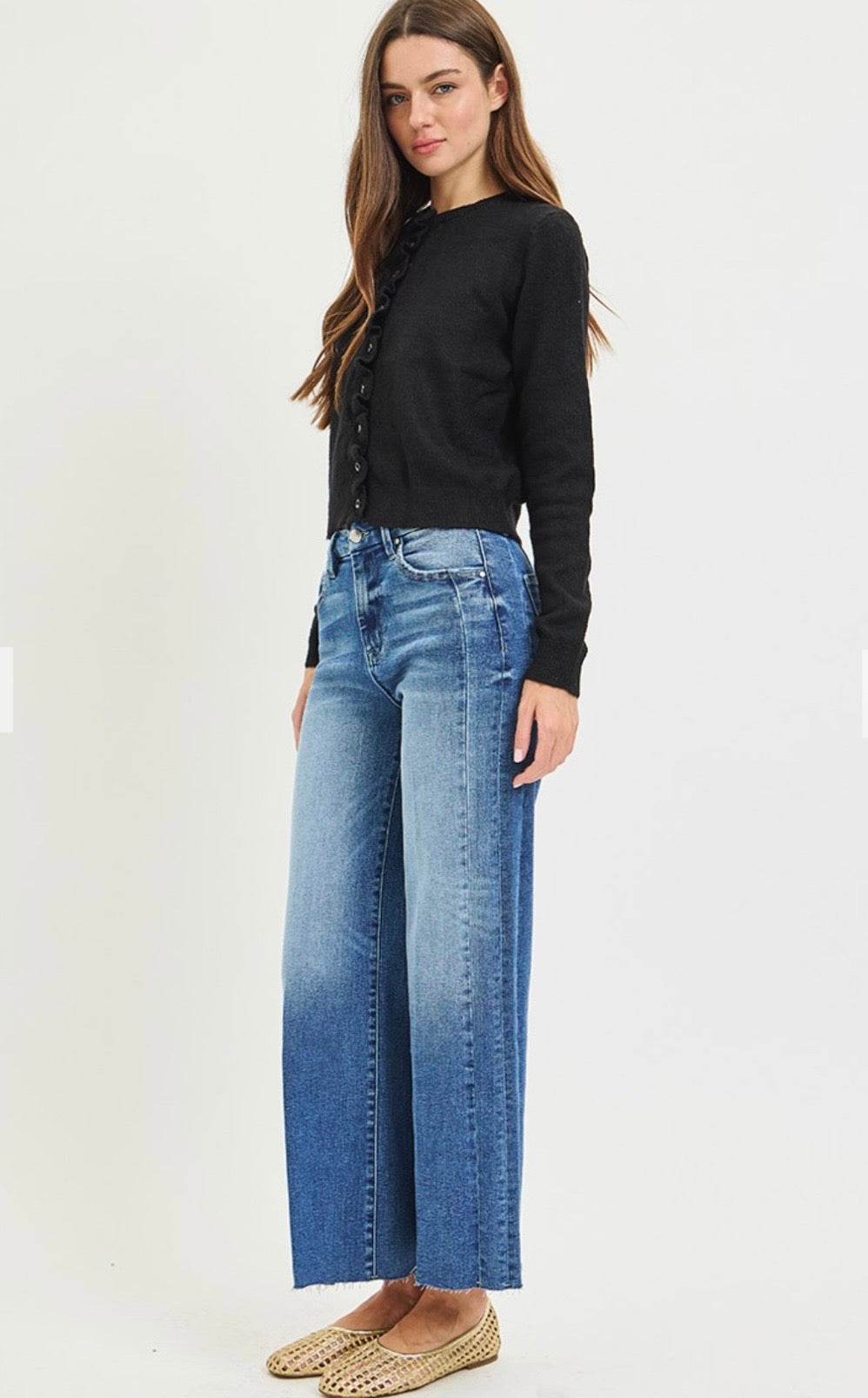 Risen High Rise Crop Side Seam Jeans
