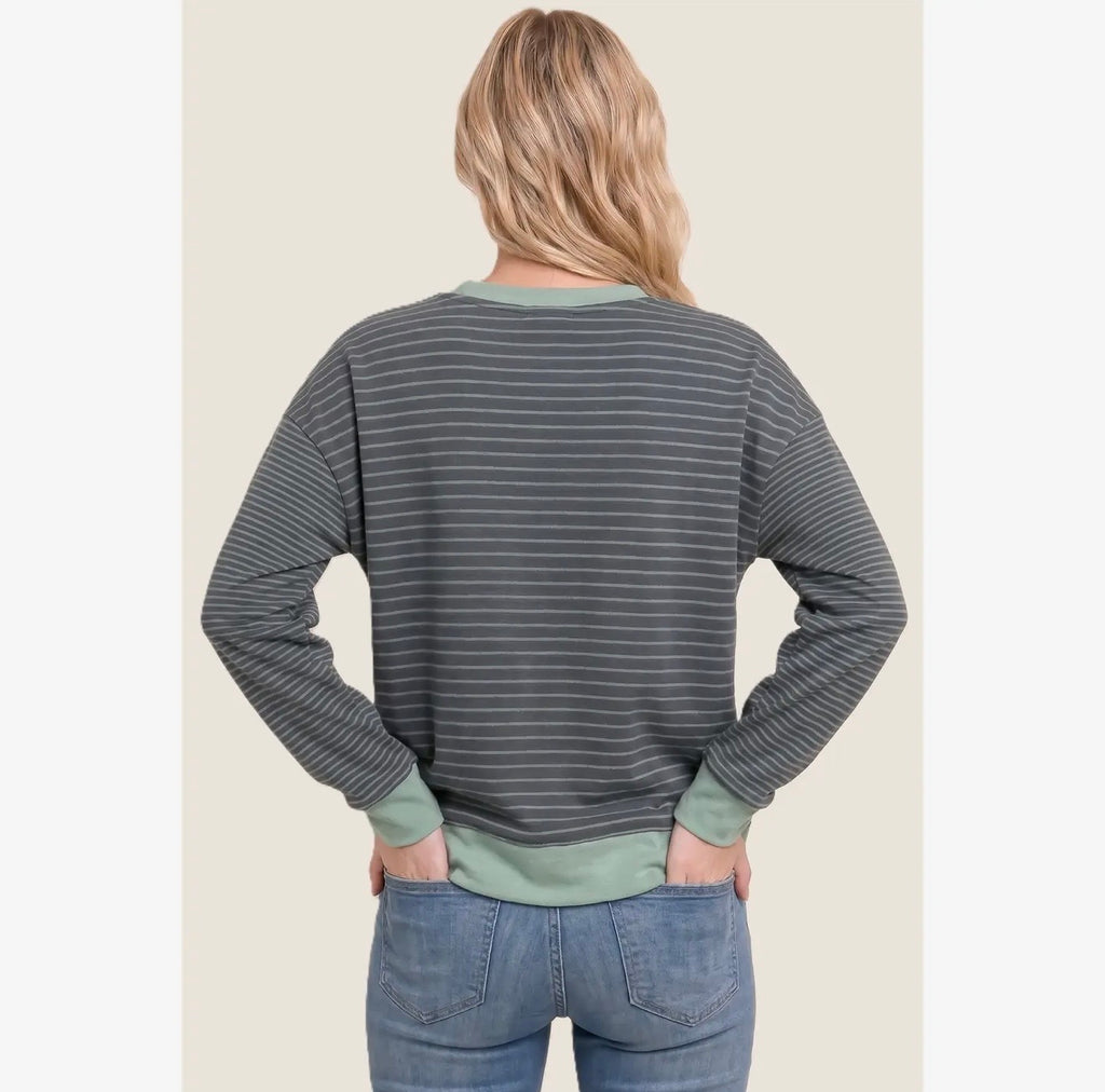 Micro Brushed Stripe Sweatshirt