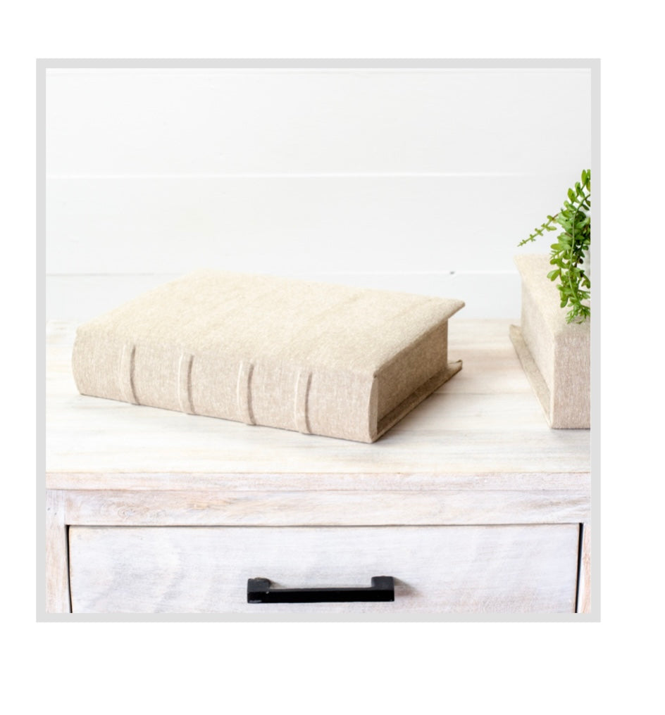 11" BEIGE LINEN STORAGE BOOK