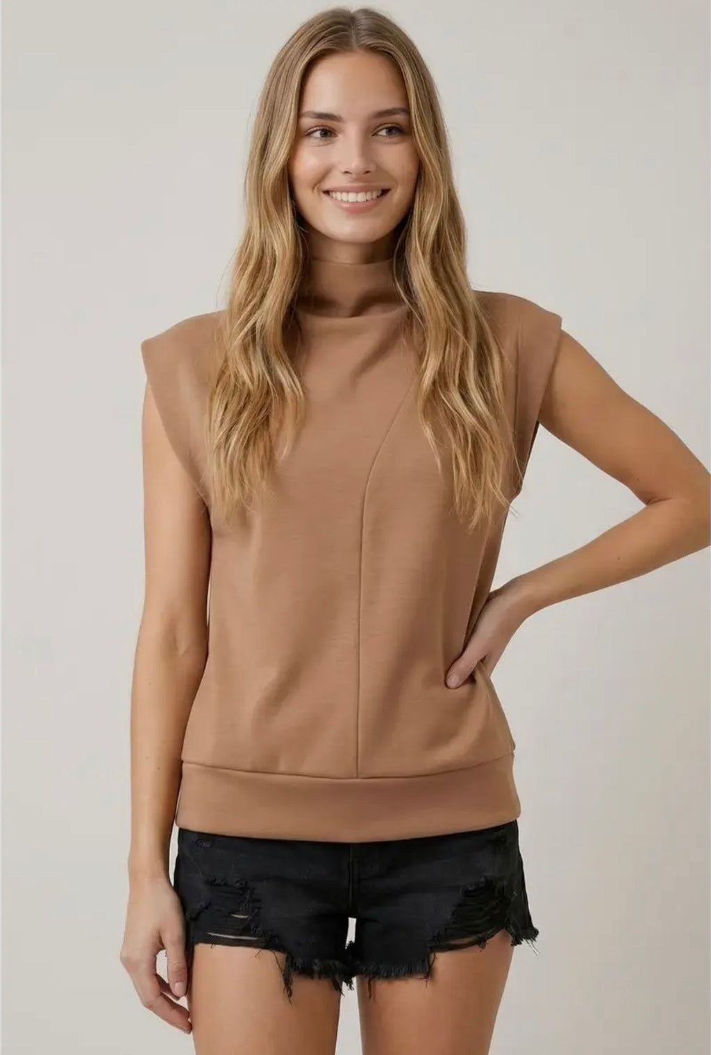 Butter Soft Brushed Modal Mock Neck Sleeveless Top