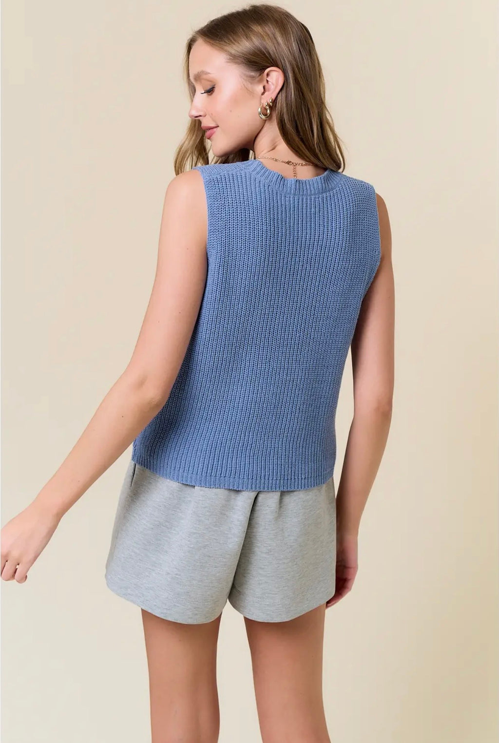 ROUND NECK SUMMER SWEATER TANK TOP