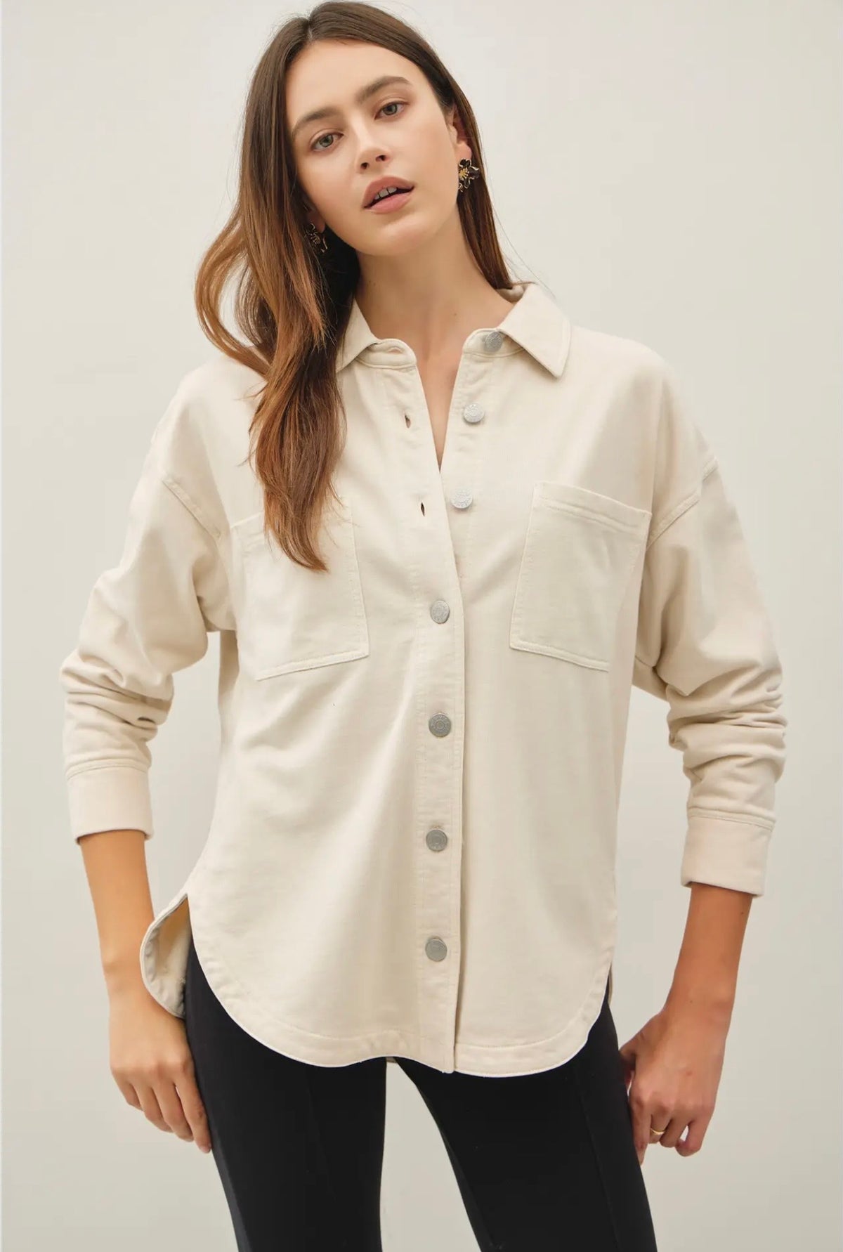 Garment-Dye Denim Look Shacket