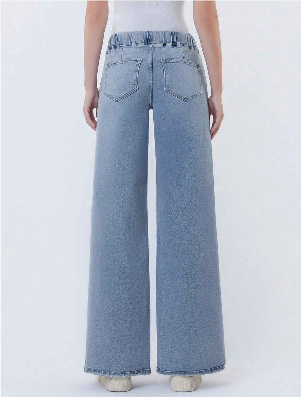 Lovervet High Rise Drawstring Waist Side Slit Wide Leg Tencel Jean