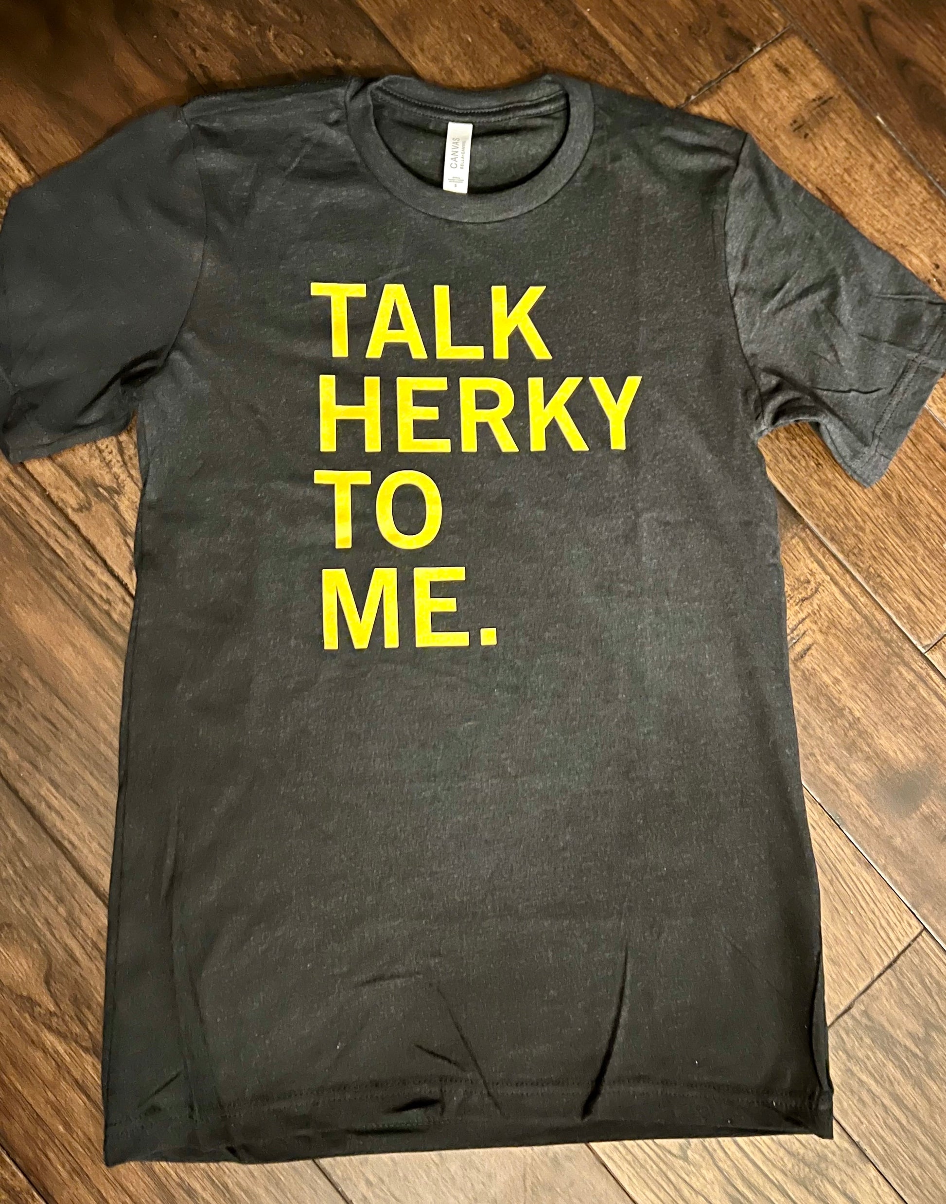 Heather Black Talk Herky To Me Tshirt