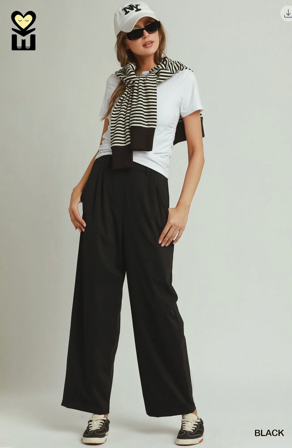Elastic Waist Pleated Wide Leg Butter Soft Dress Pant