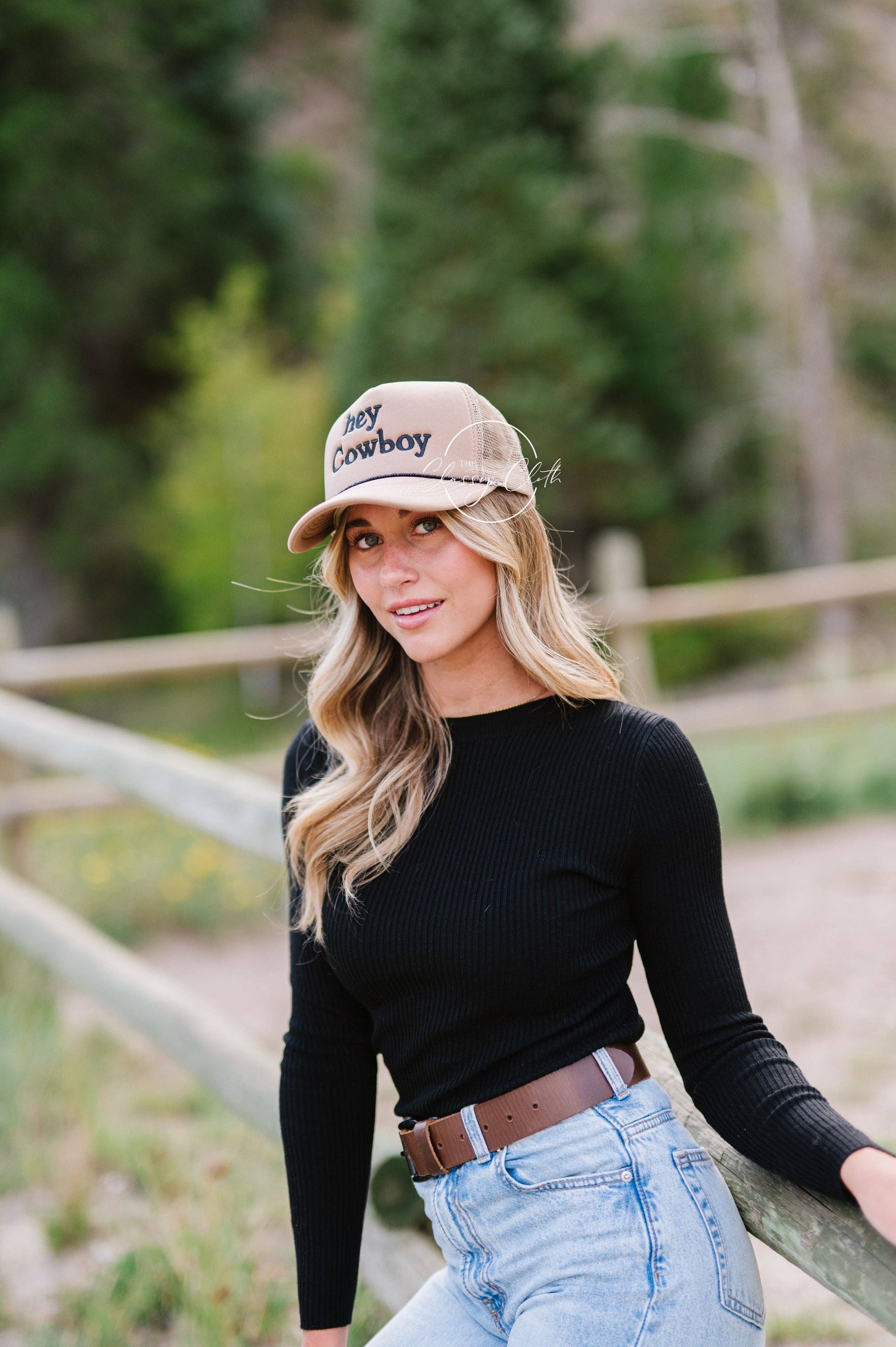 Embroidered Trucker Hat - Hey Cowboy