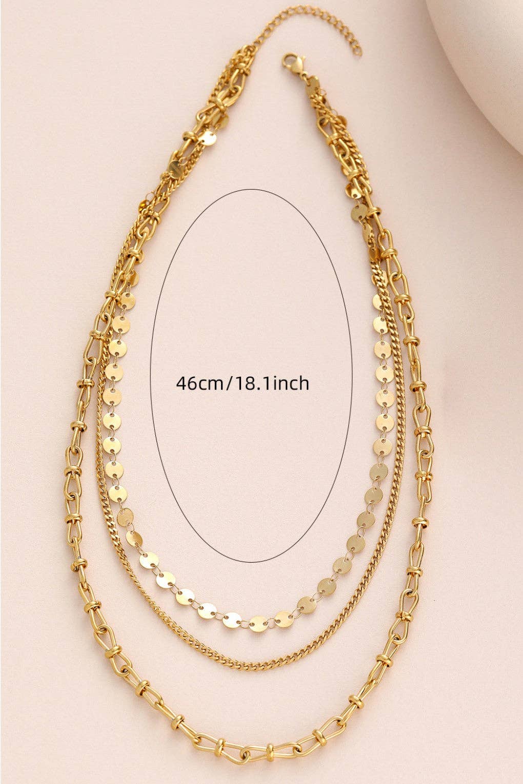 18K Gold Plated Waterproof Stainless Steel Layered Necklace