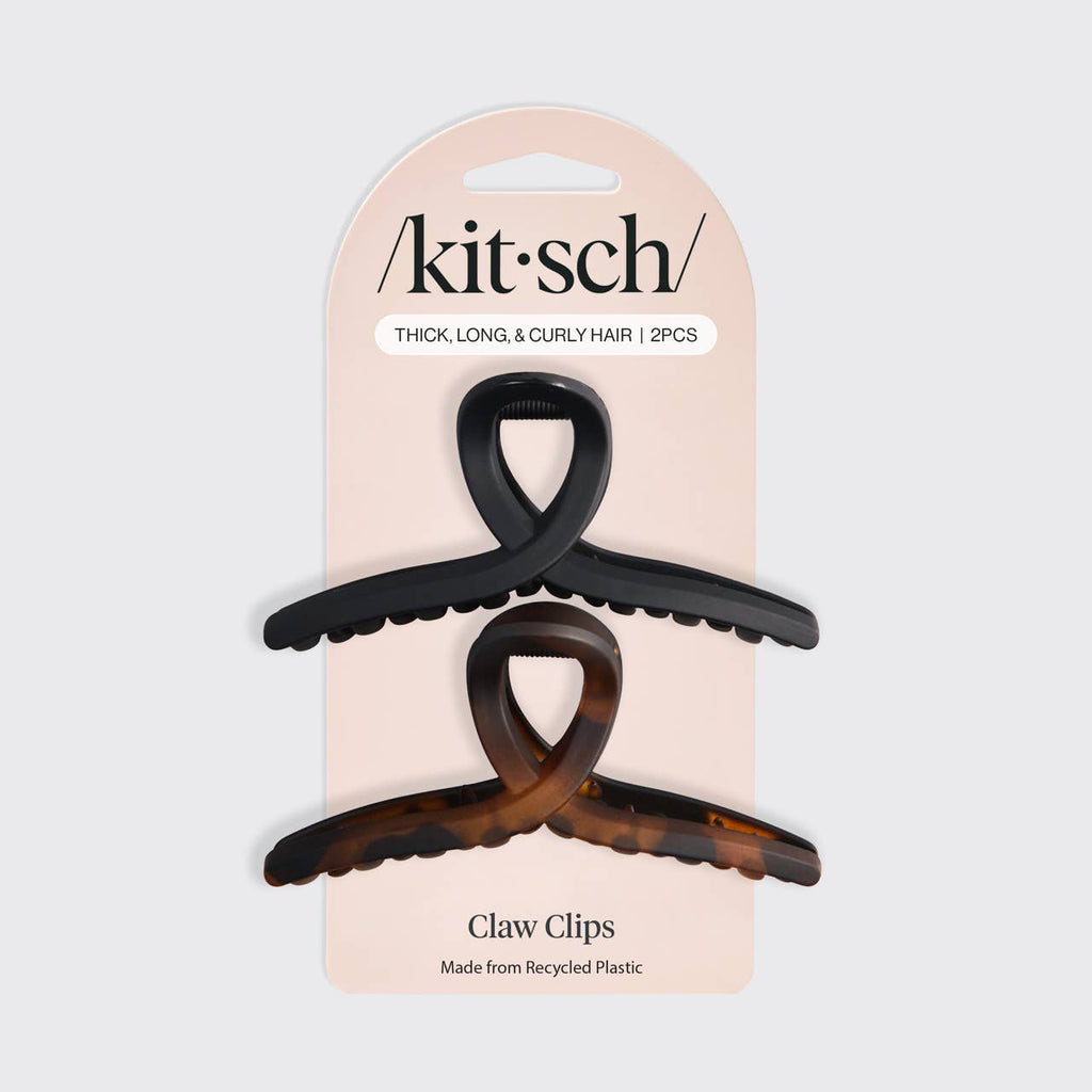 Recycled Plastic Large Loop Claw Clips 2pc - Black & Tort