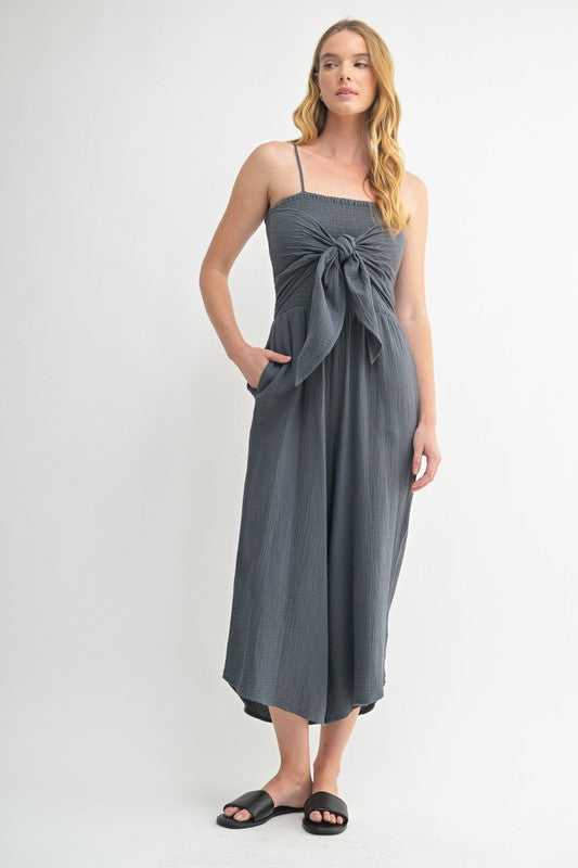 Tie front romper