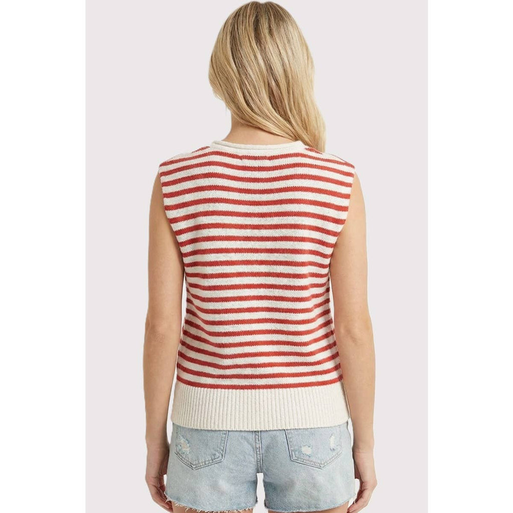 SPLIT NECK STRIPED SWEATER