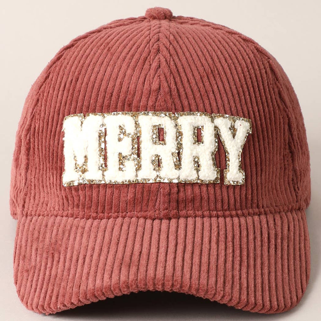 MERRY Embroidery Patch Corduroy Cap