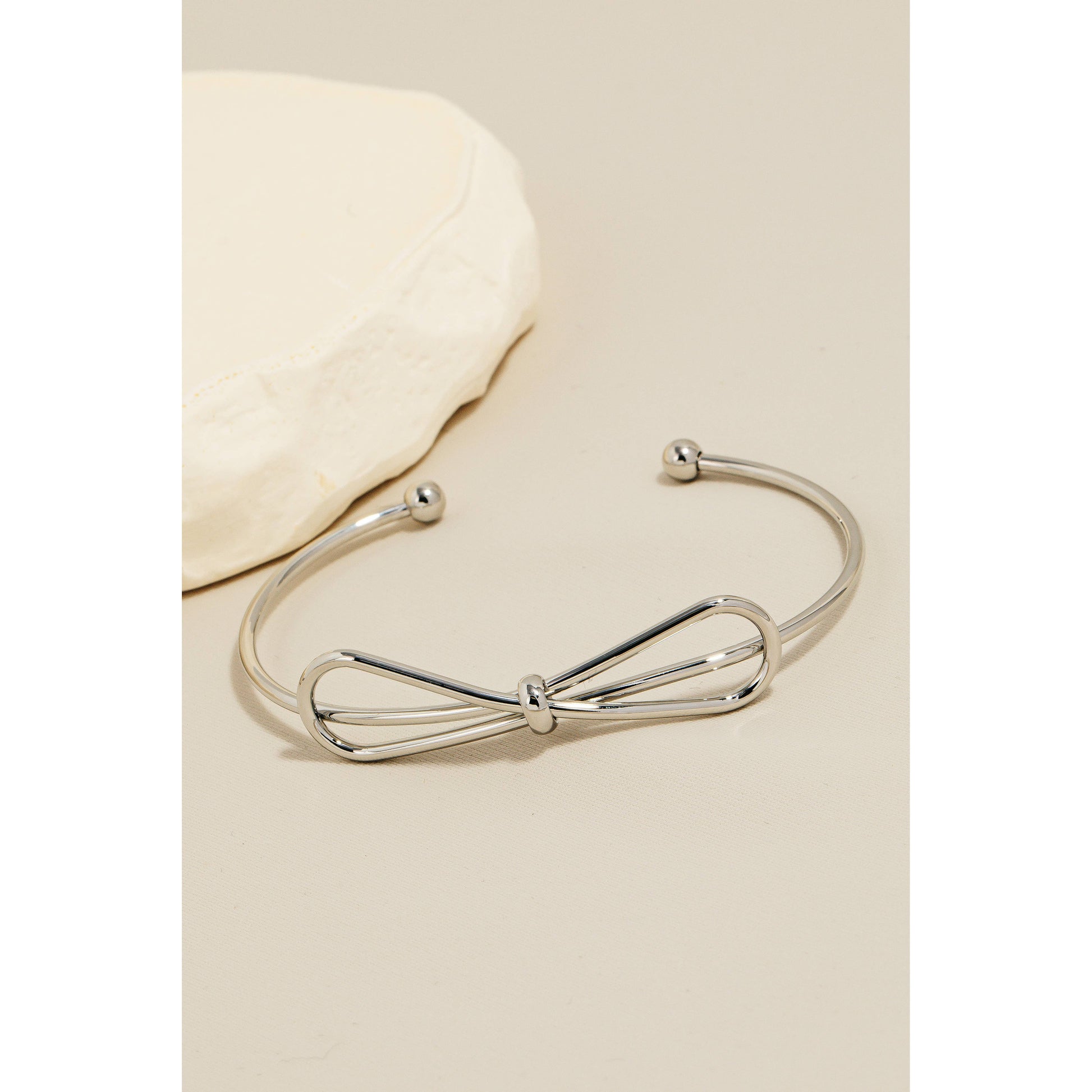 Ribbon Bow Metallic Cuff Bracelet