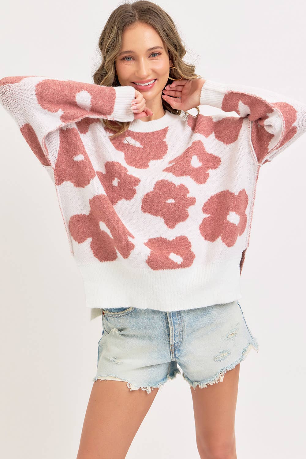FLORAL LOOSE FIT SWEATER
