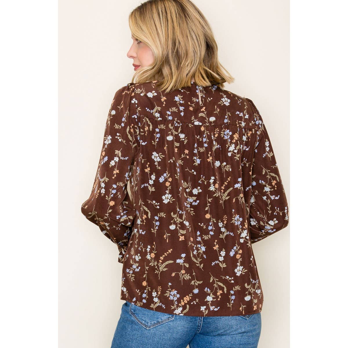 RUFFLE HEM FLORAL PRINT TOP