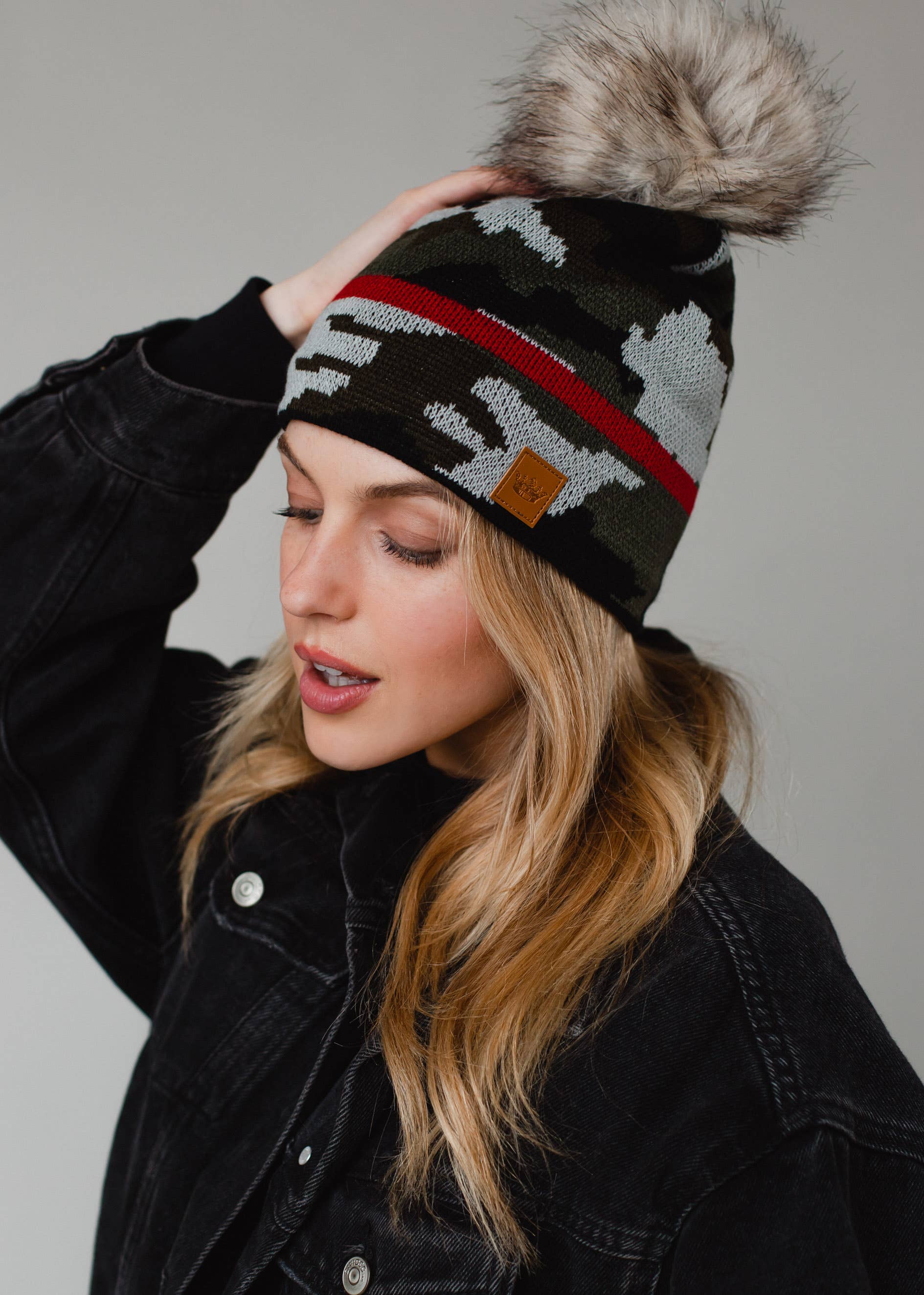 Green Camo w/ Red Stripe Hat