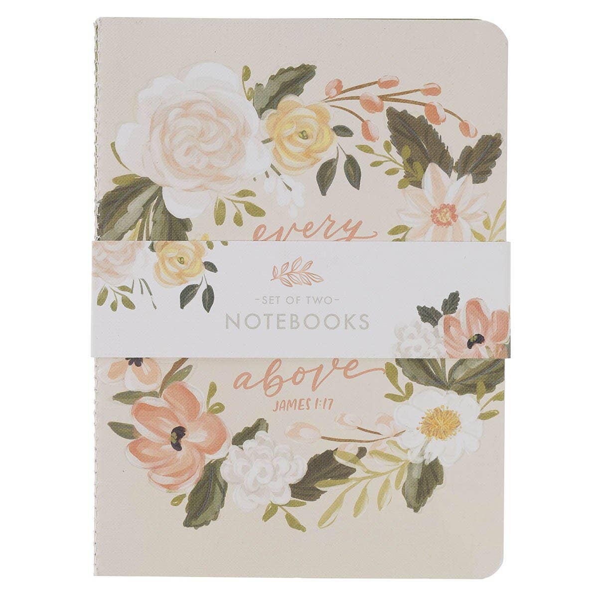 Notebook Set Medium 2pc Cream Green Floral