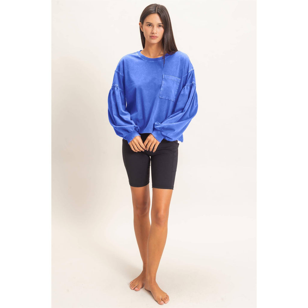 Mineral Wash Puff Long Sleeve Top