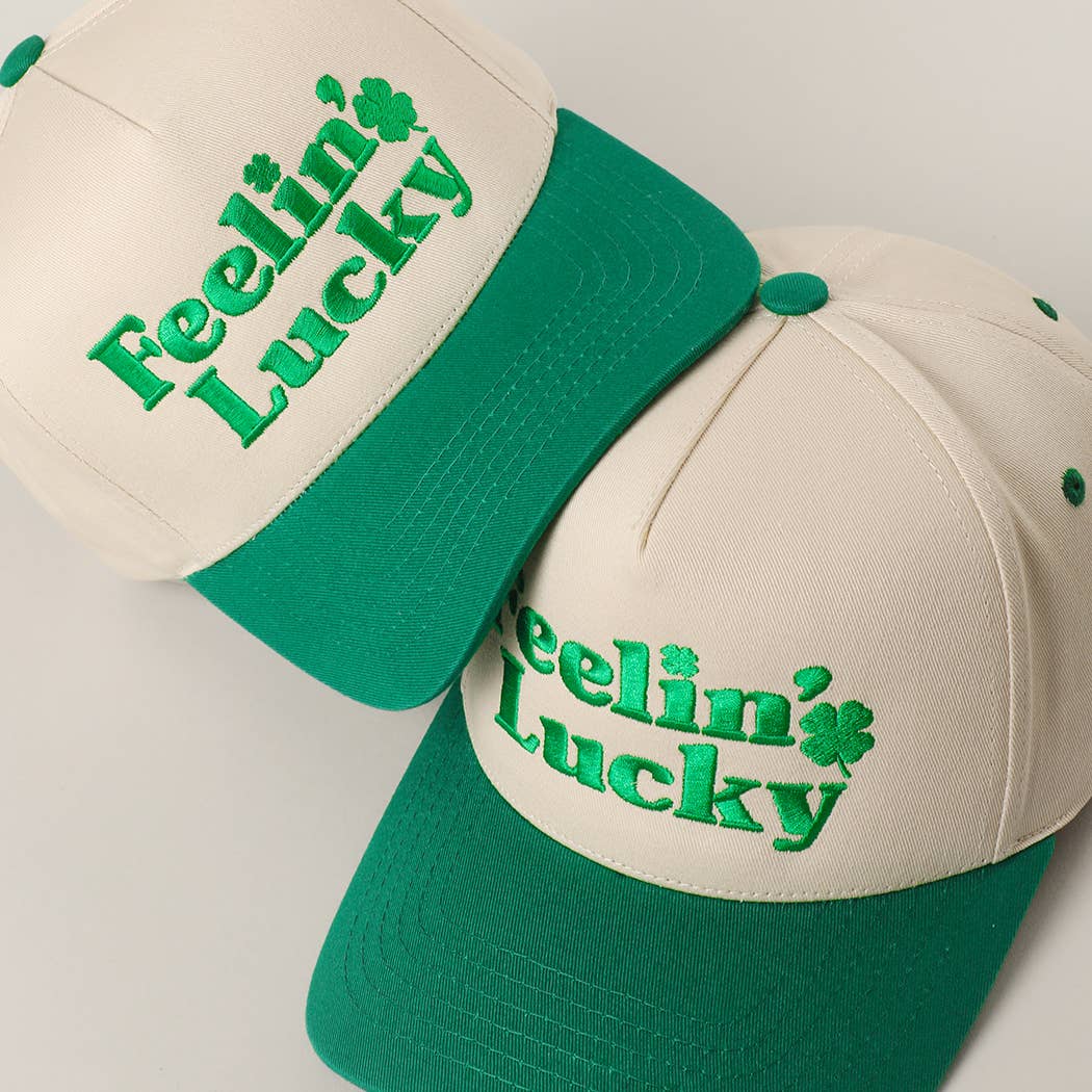 FEELIN LUCKY Embroidery Two-Tone Trucker Hat