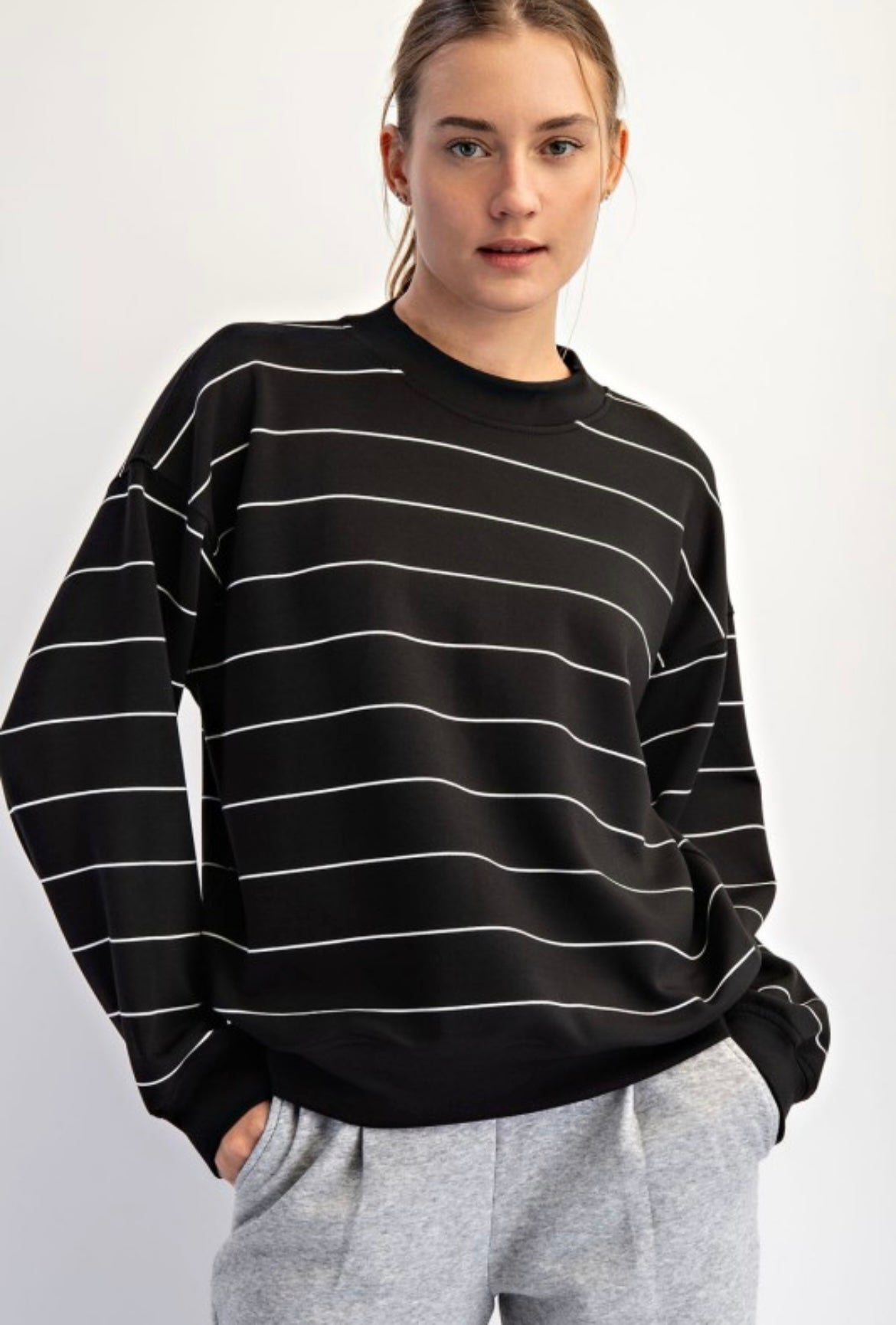 MODAL SCUBA STRIPE CREW NECK TOP