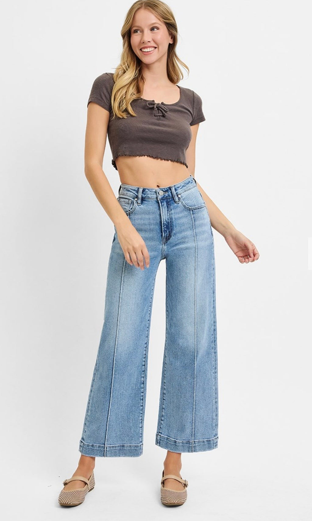 Risen HR Crop Pintuck Jean