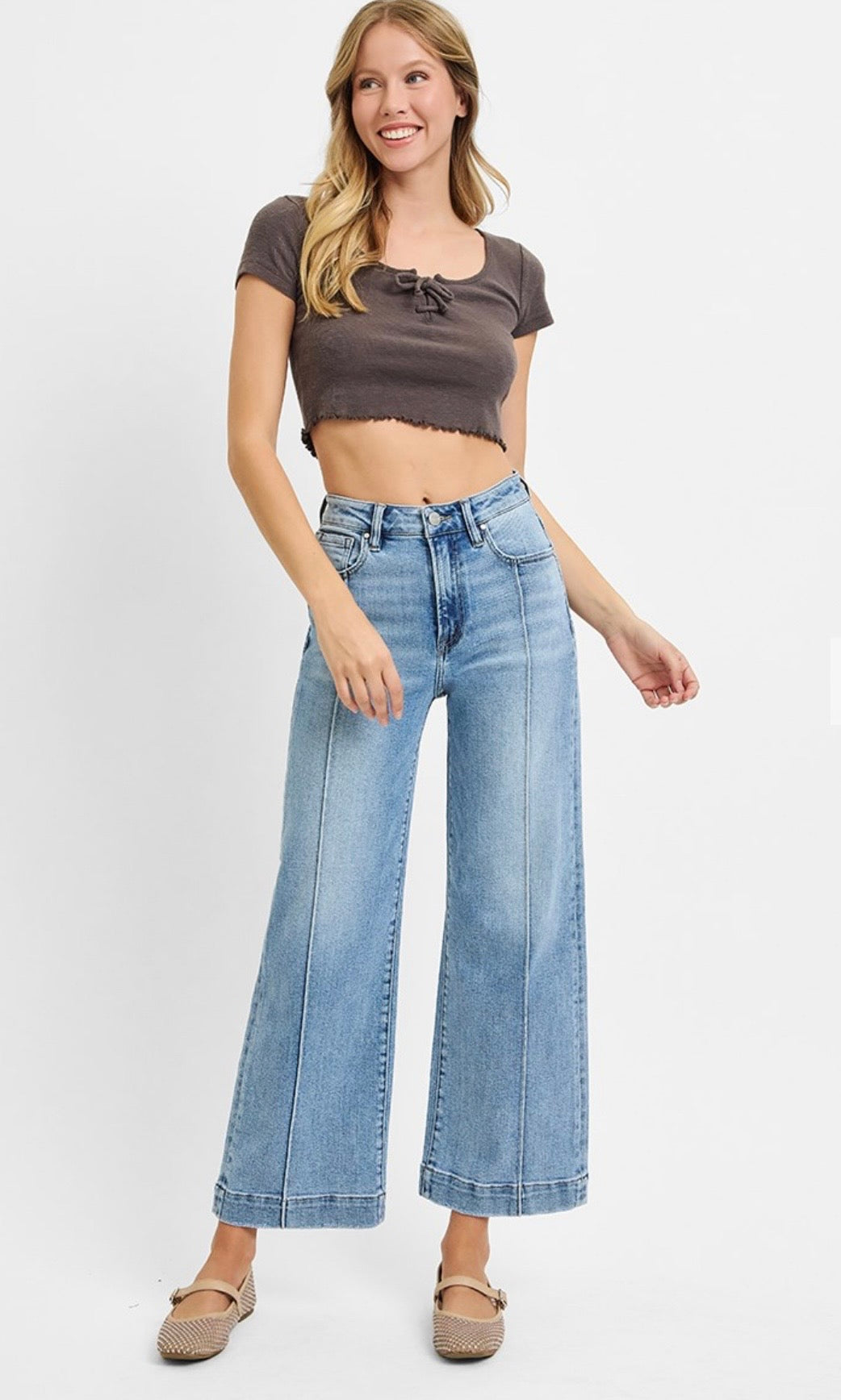 Risen HR Crop Pintuck Jean
