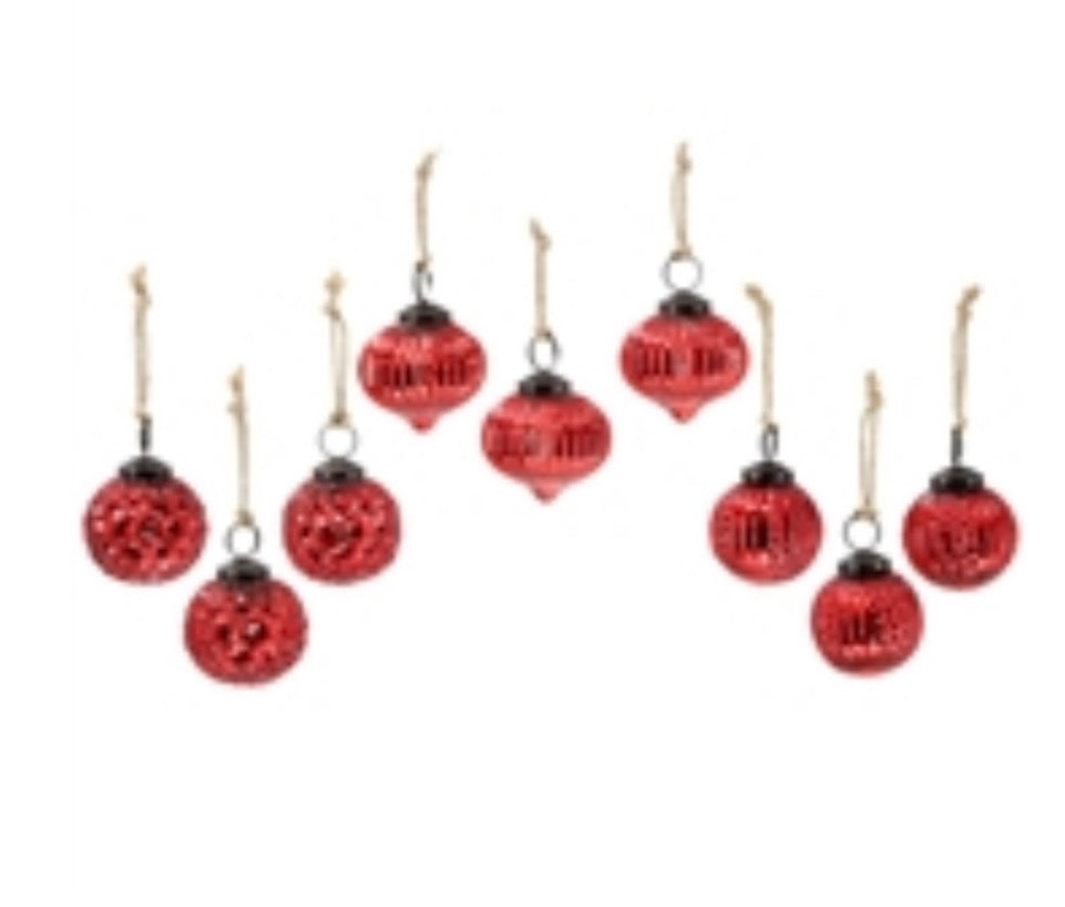 Mini Ruby Red Glass Ornaments